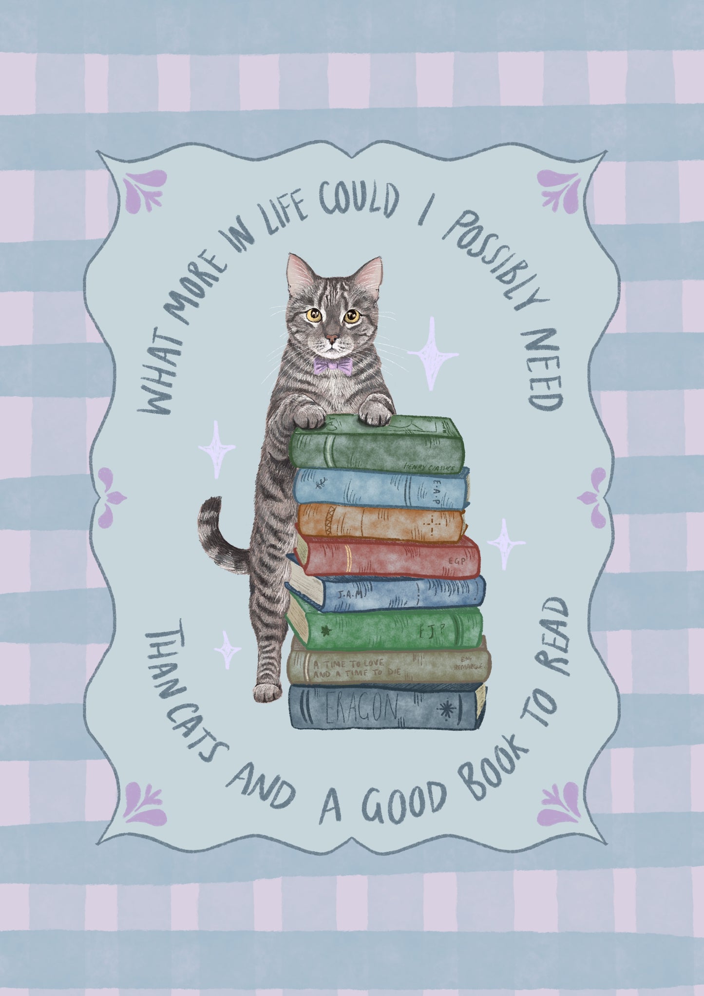 Cats and Books Print
