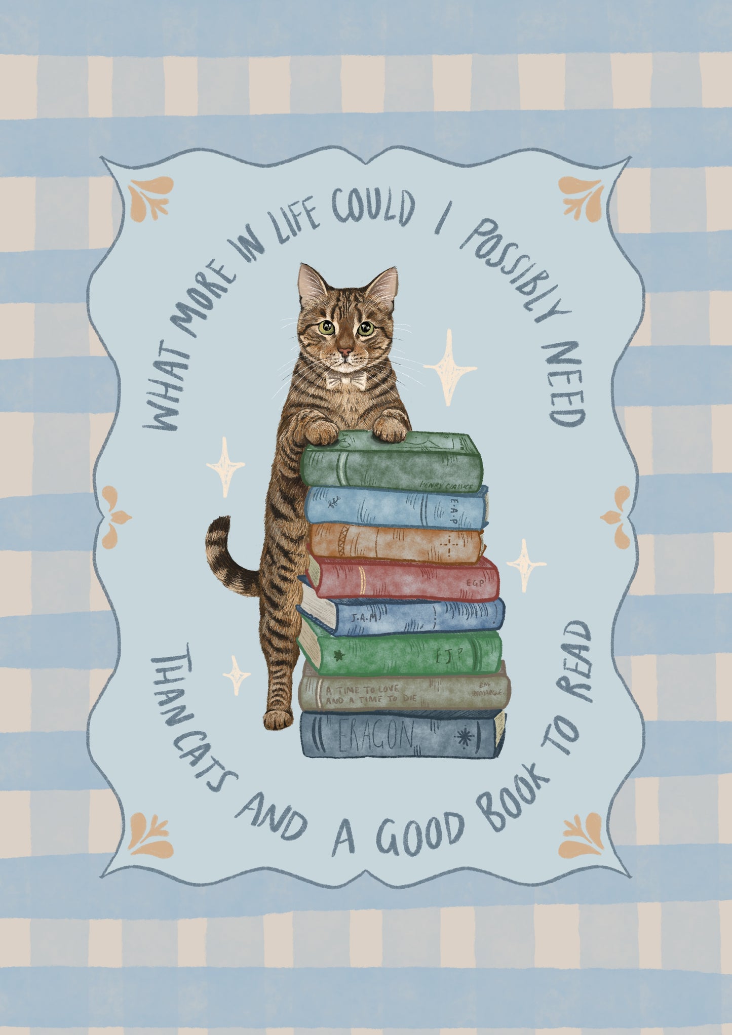 Cats and Books Print
