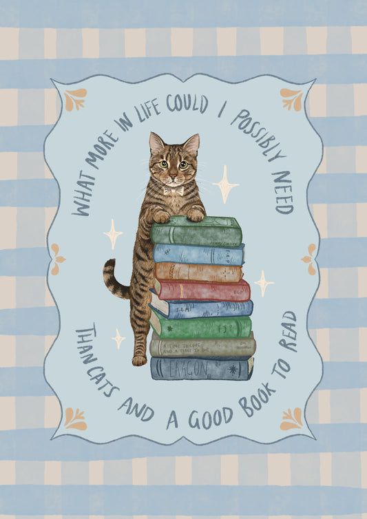 Cats and Books Print