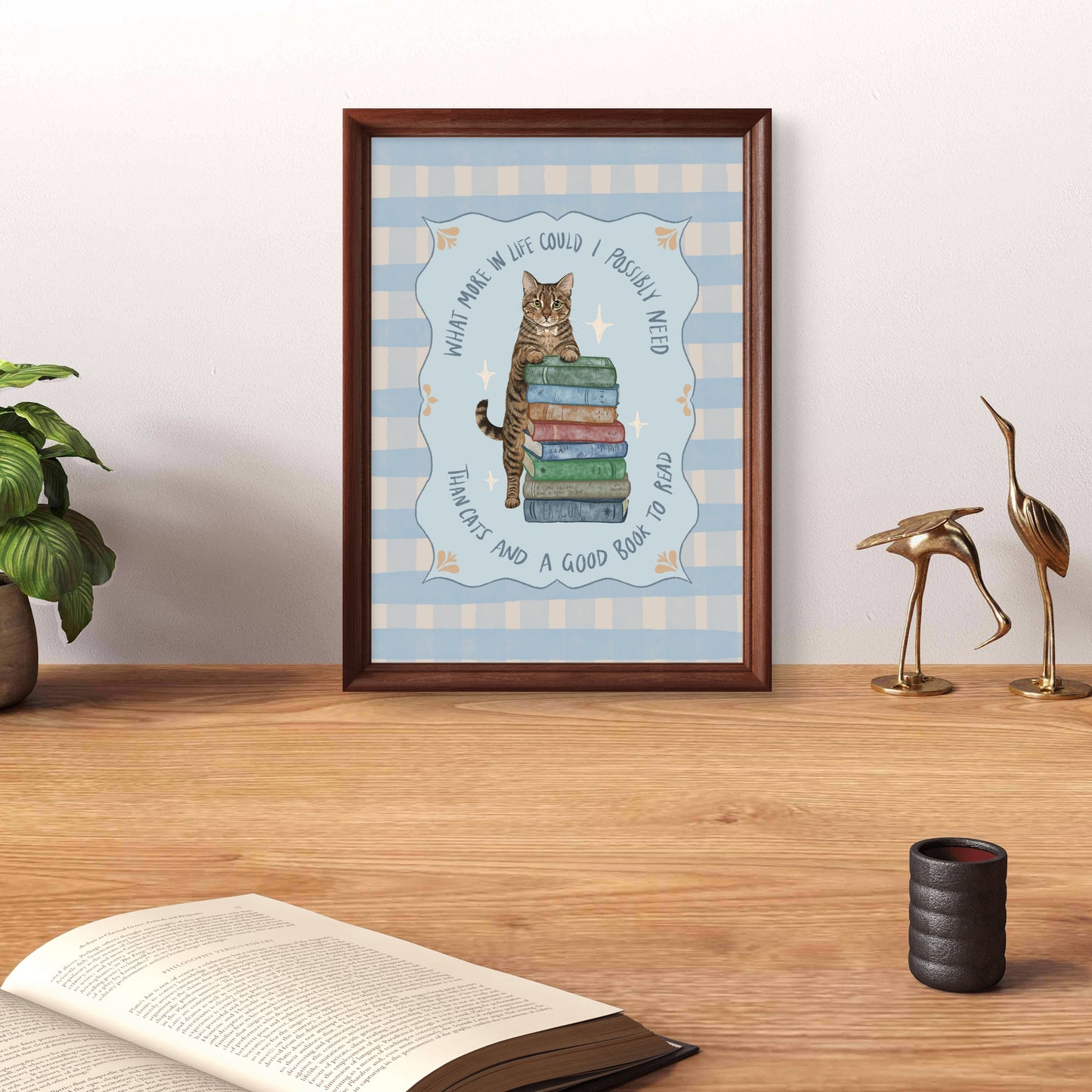 Cats and Books Print