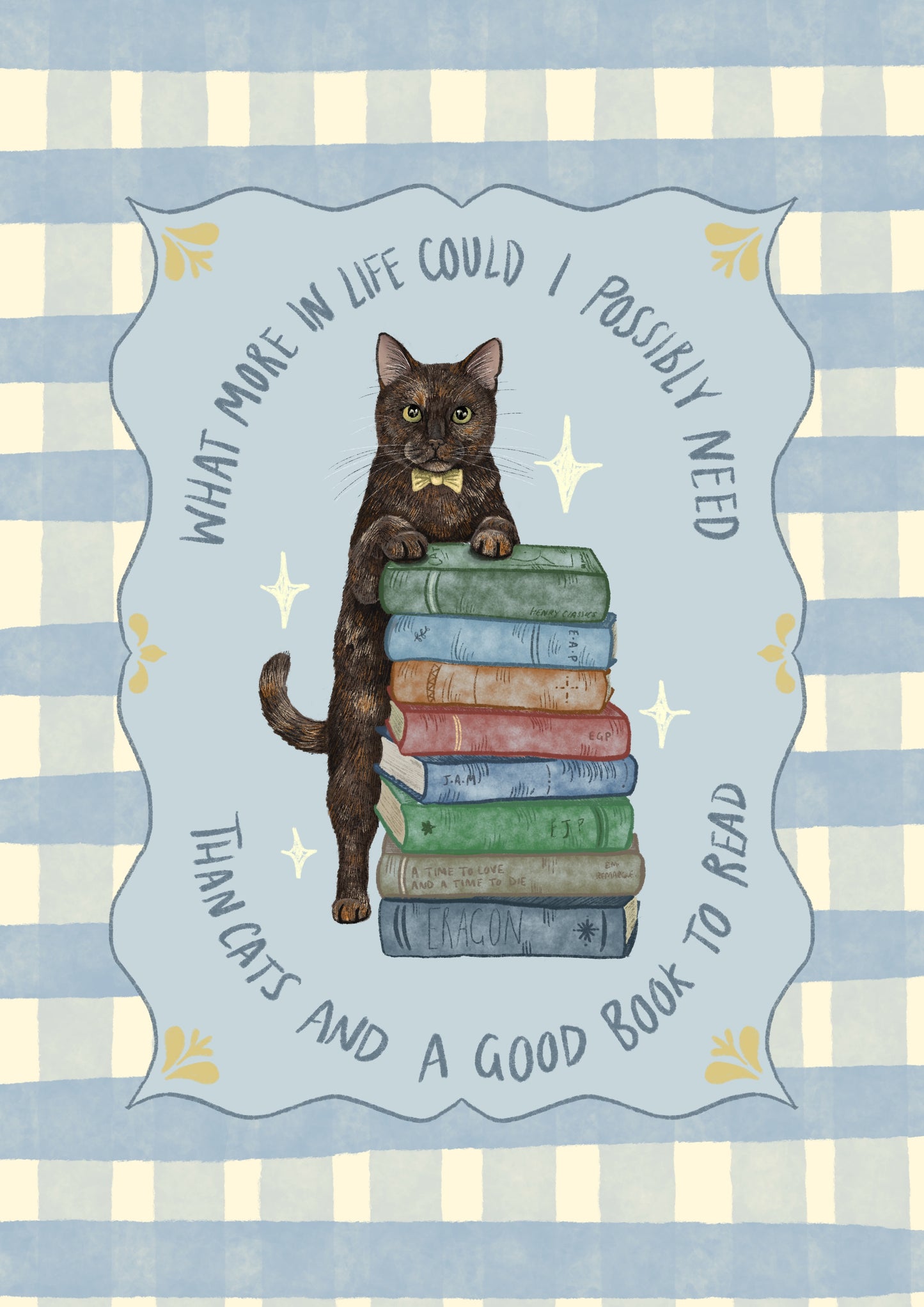 Cats and Books Print