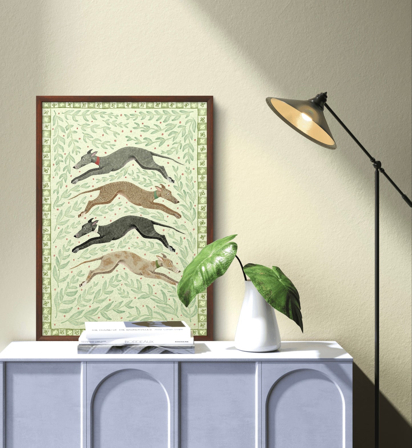 Four Hounds A-Leaping Print