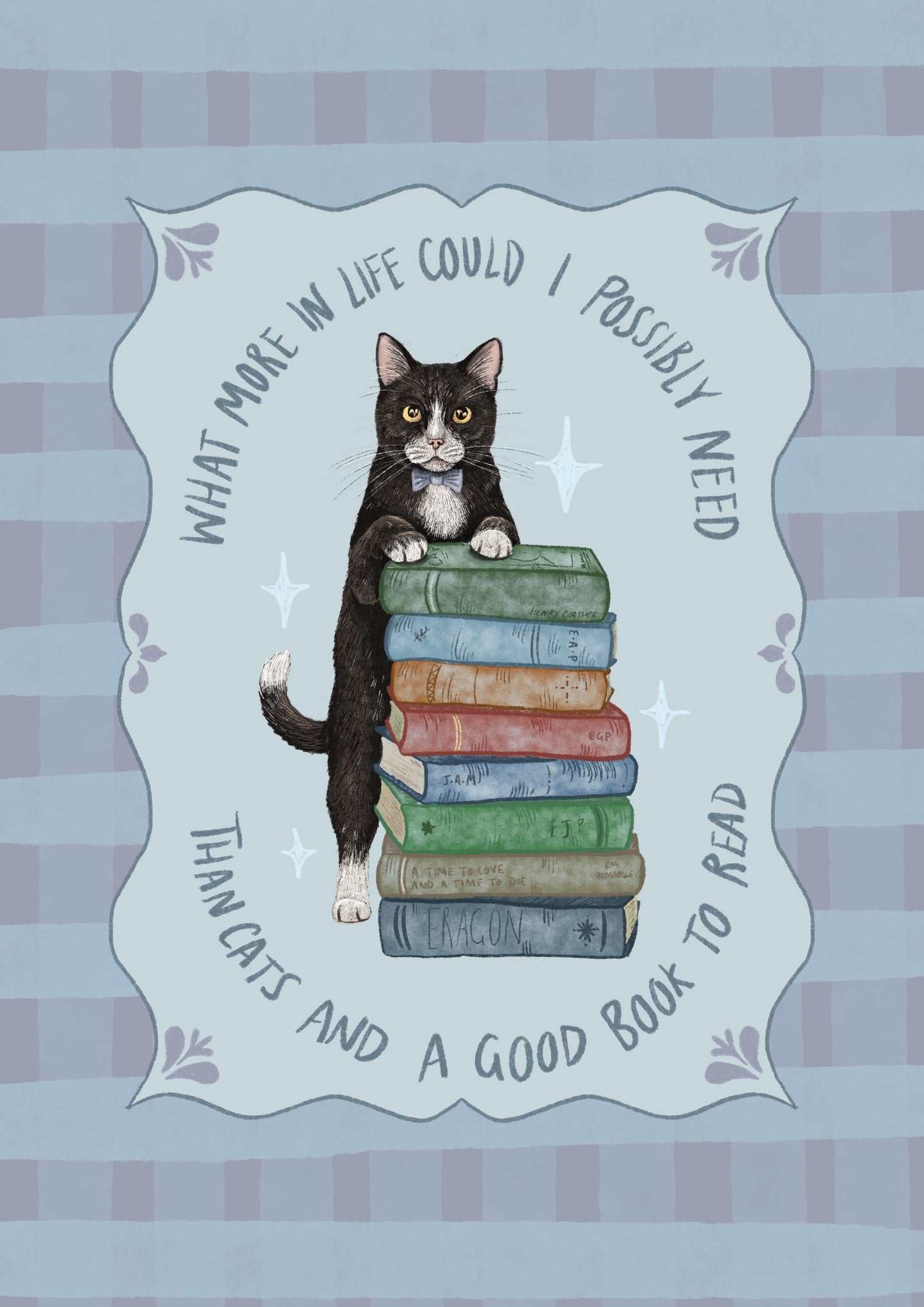 Cats and Books Print