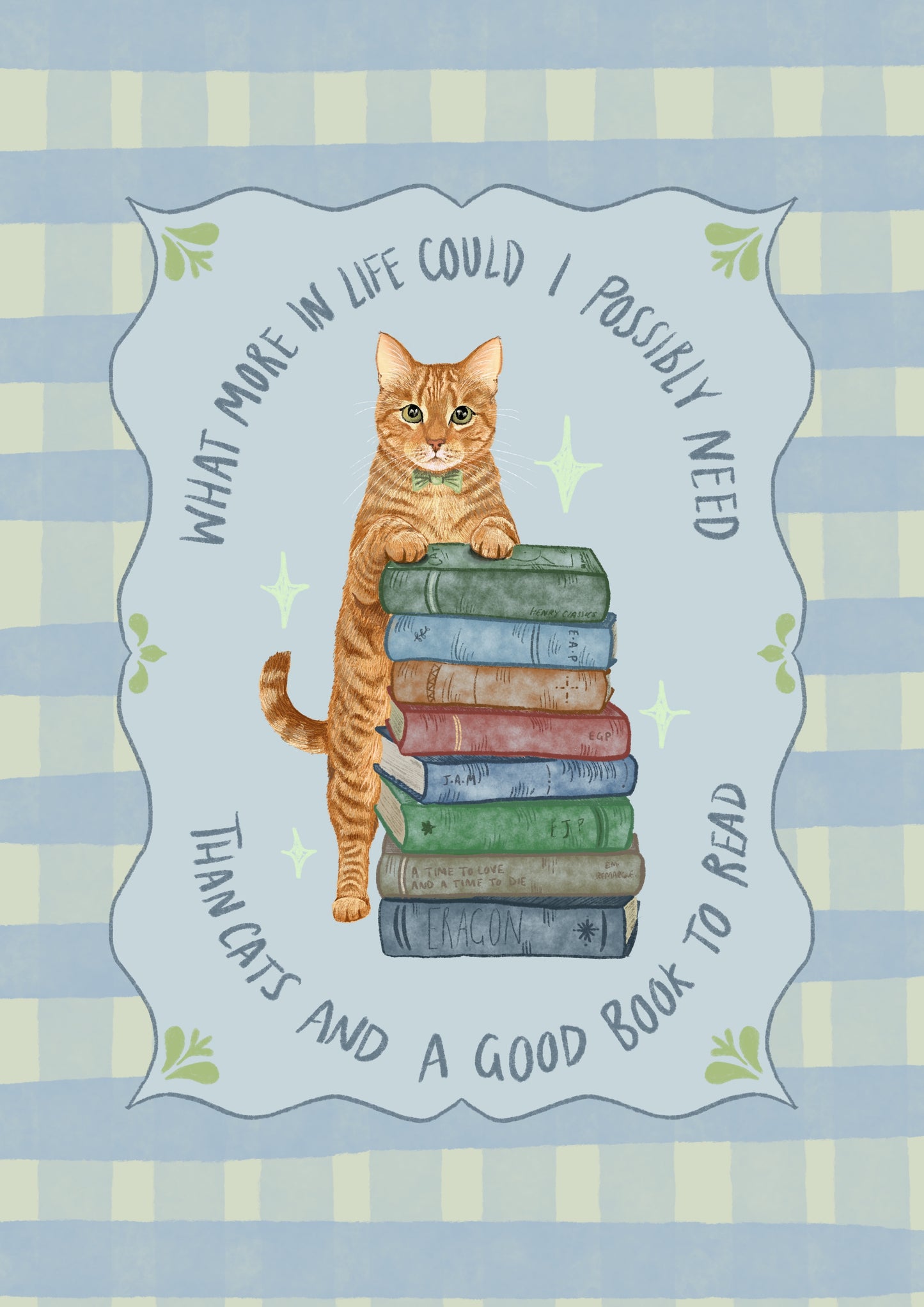Cats and Books Print