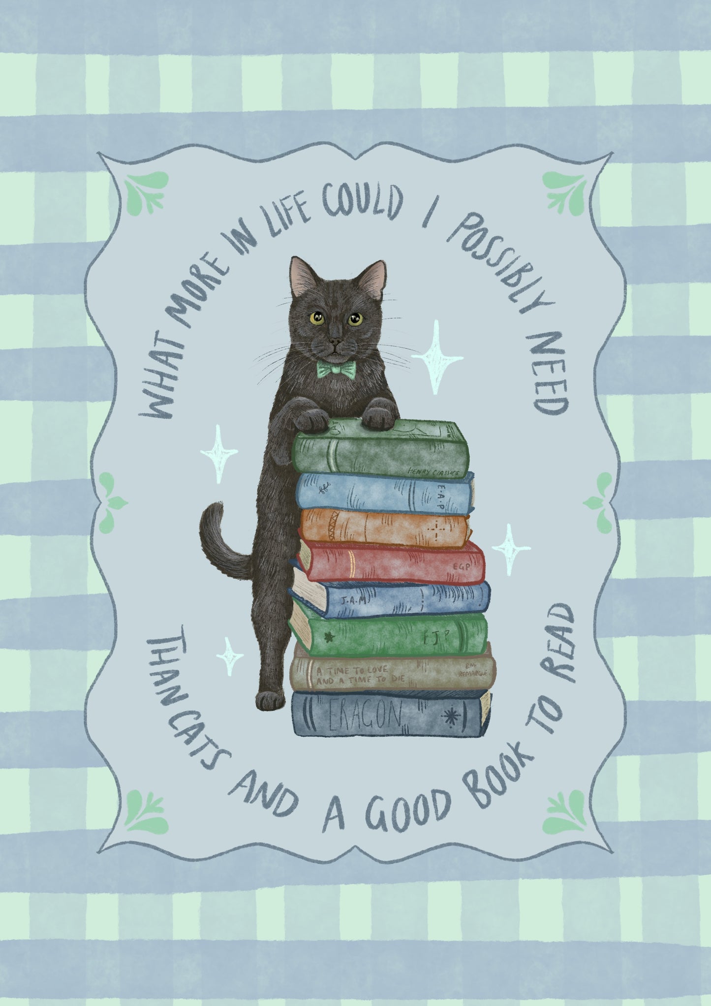 Cats and Books Print