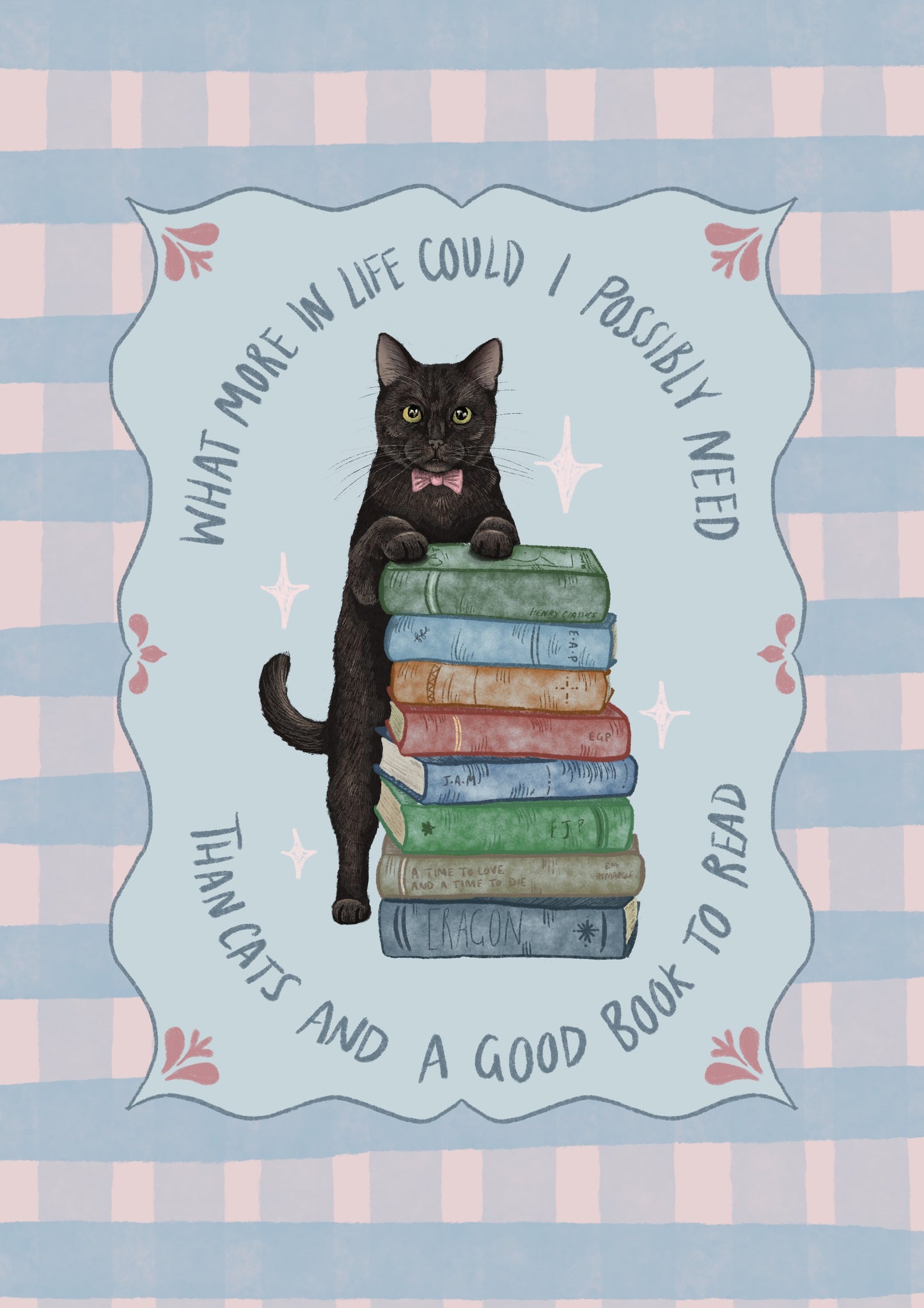 Cats and Books Print